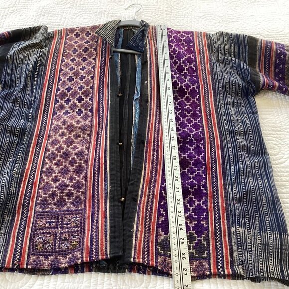 Vintage Embroidered Jacket from Thailand Handmade Primitive Patchworks Size L - Picture 11 of 14